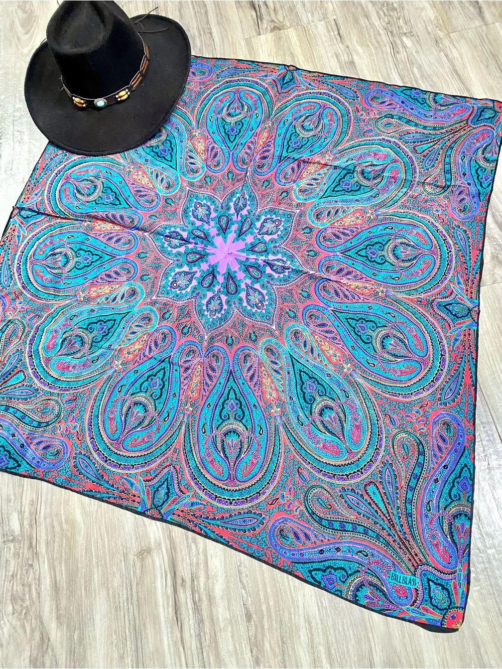 Stunning SILK vintage boho paisley Gypsy scarf/wrap w equestrian western vibe